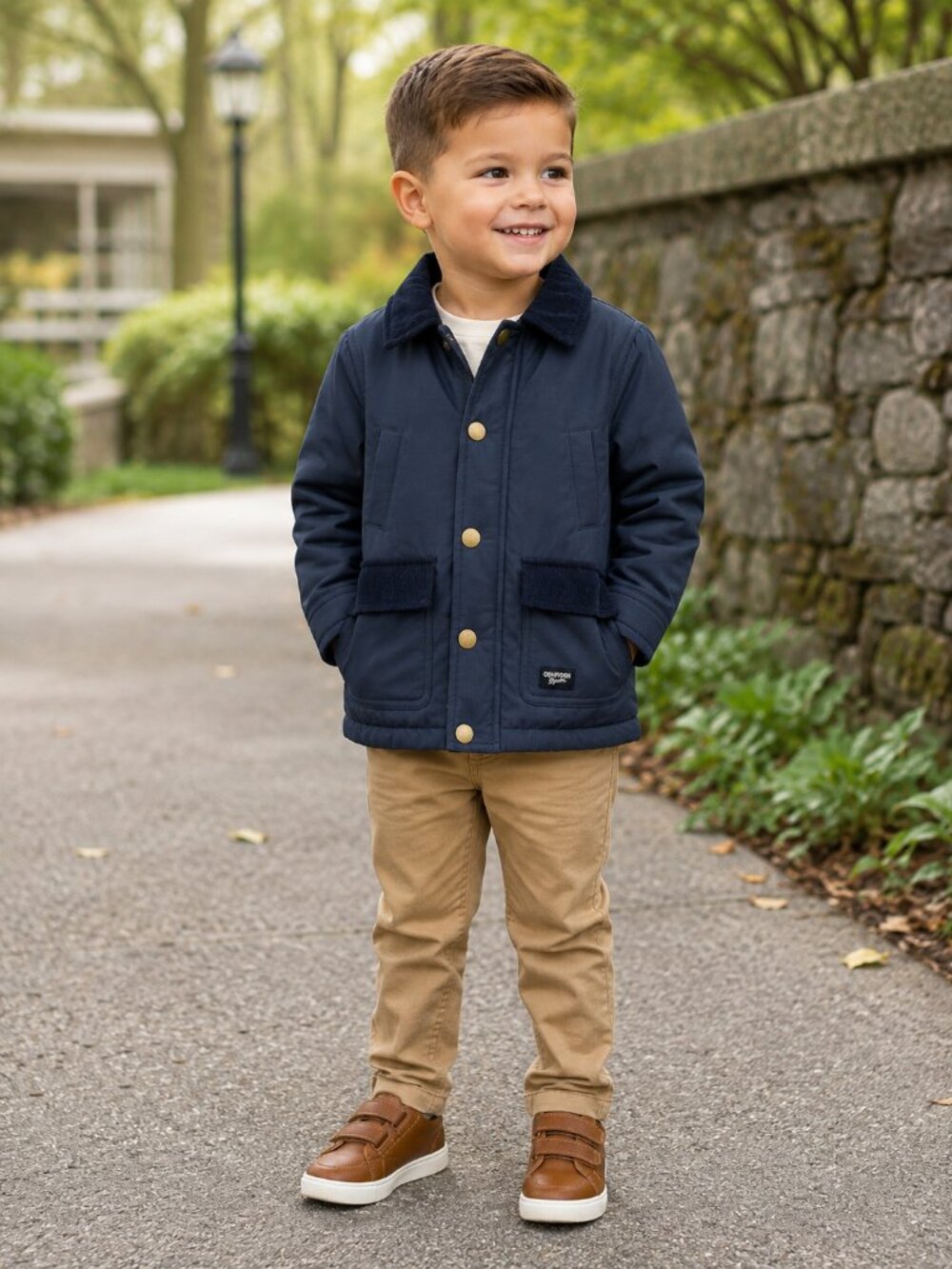 NWT OshKosh B’gosh Boys Jacket Size 3T Navy Blue Toddler Fall Coat